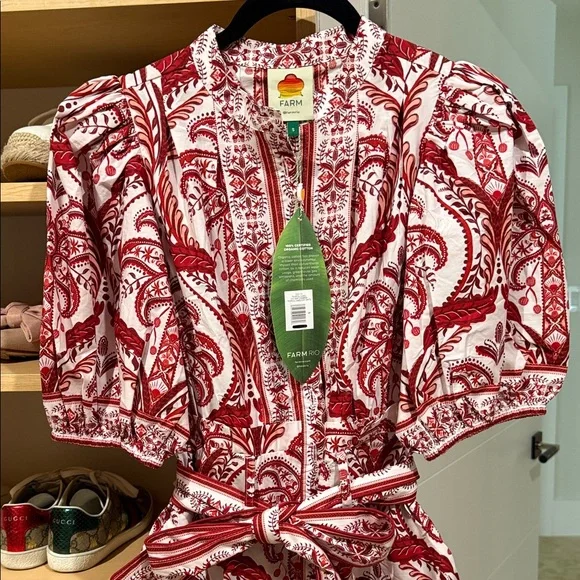 FARM Rio Off-White and Red Tropical Romper NEW with Tag - Picture 3 of 7